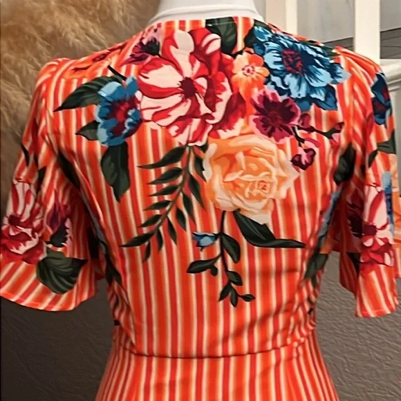 Lulus Roam the Riviera Orange Multi Striped Button-Up Maxi Dress Size XS - Picture 9 of 10